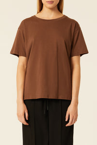 Nude Lucy Frankie Organic Boyfriend Tee In A Deep Brown Espresso Colour