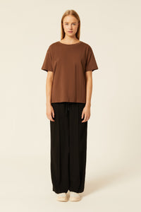 Nude Lucy Frankie Organic Boyfriend Tee In A Deep Brown Espresso Colour