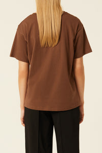 Nude Lucy Frankie Organic Boyfriend Tee In A Deep Brown Espresso Colour