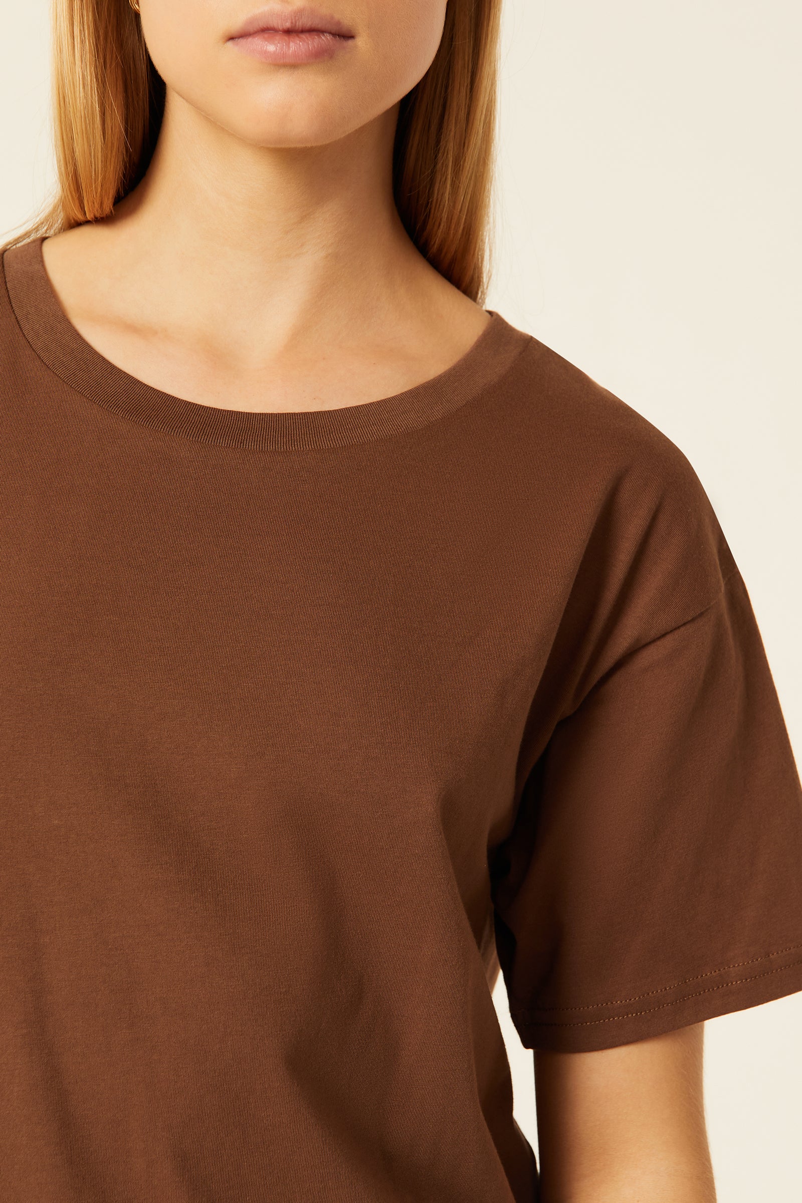 Nude Lucy Frankie Organic Boyfriend Tee In A Deep Brown Espresso Colour