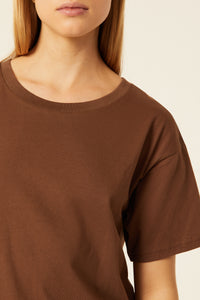 Nude Lucy Frankie Organic Boyfriend Tee In A Deep Brown Espresso Colour
