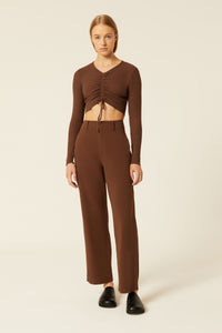Nude Lucy Lane Drawstring Tee In A Deep Brown Espresso Colour