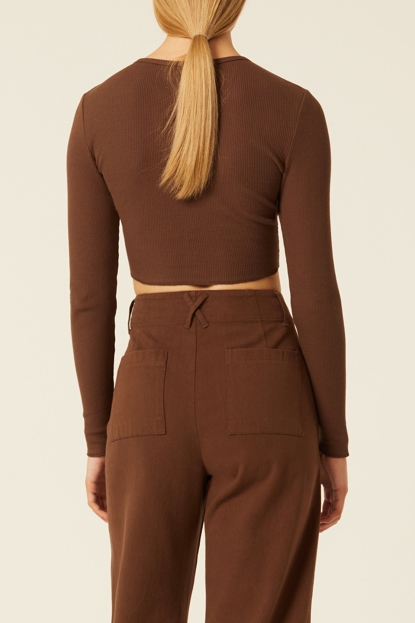 Nude Lucy Lane Drawstring Tee In A Deep Brown Espresso Colour 