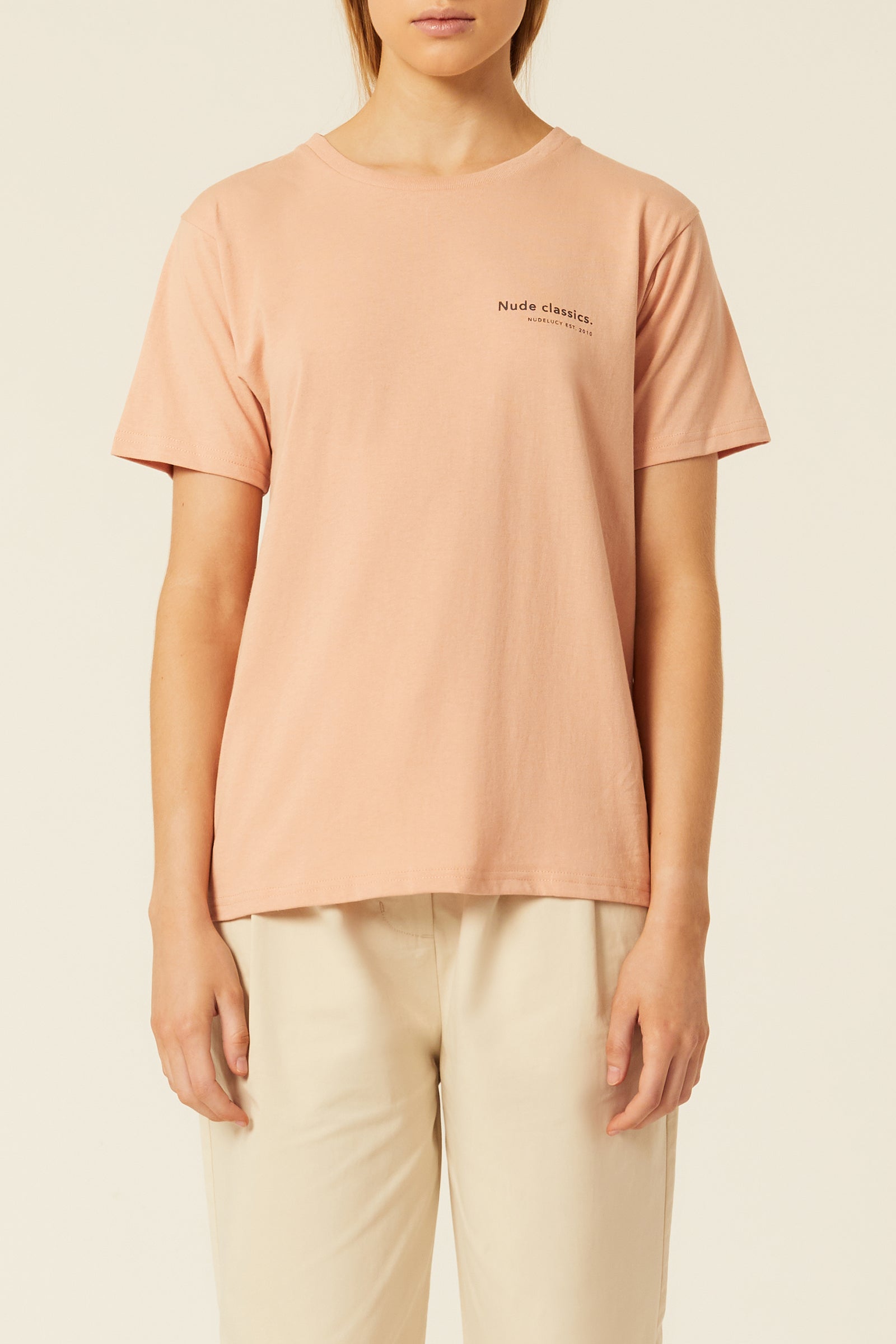 Nude Lucy Nude Classics Tee In A Light Pink Guava Colour 
