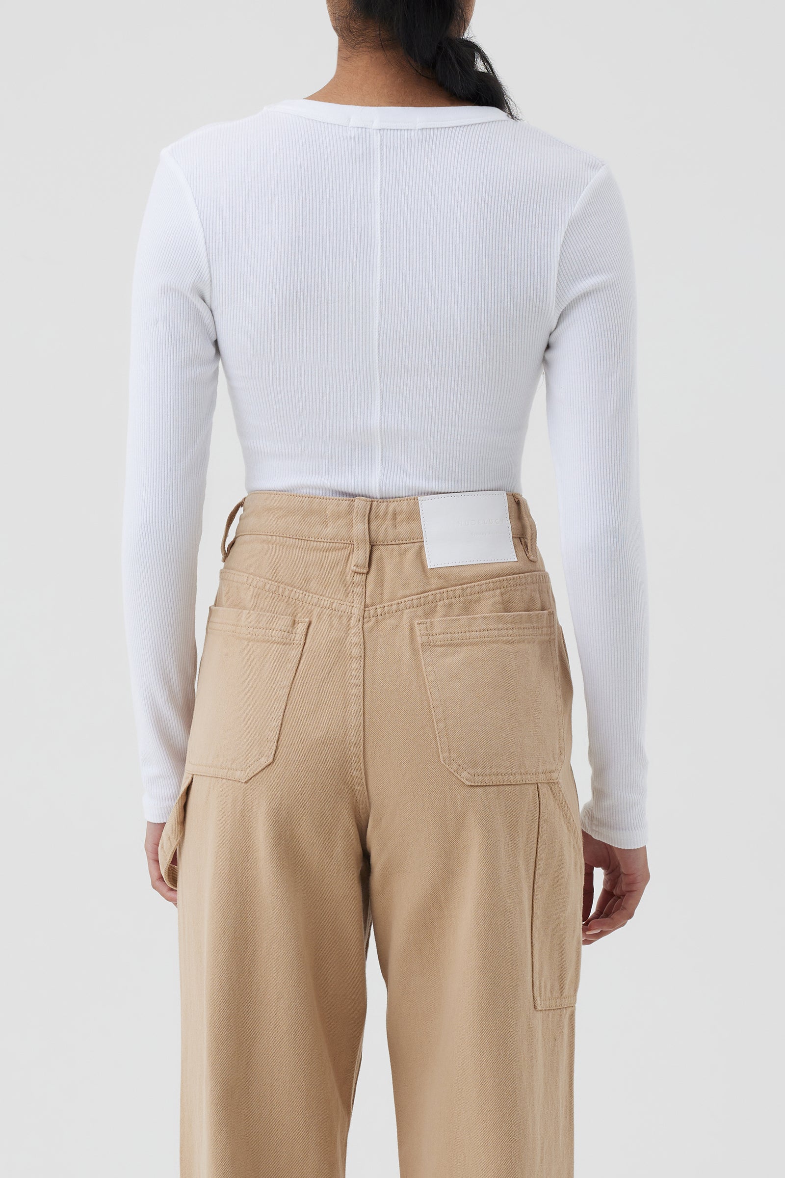 Nude Lucy Monroe Organic Long Sleeve Scoop Tee In White 