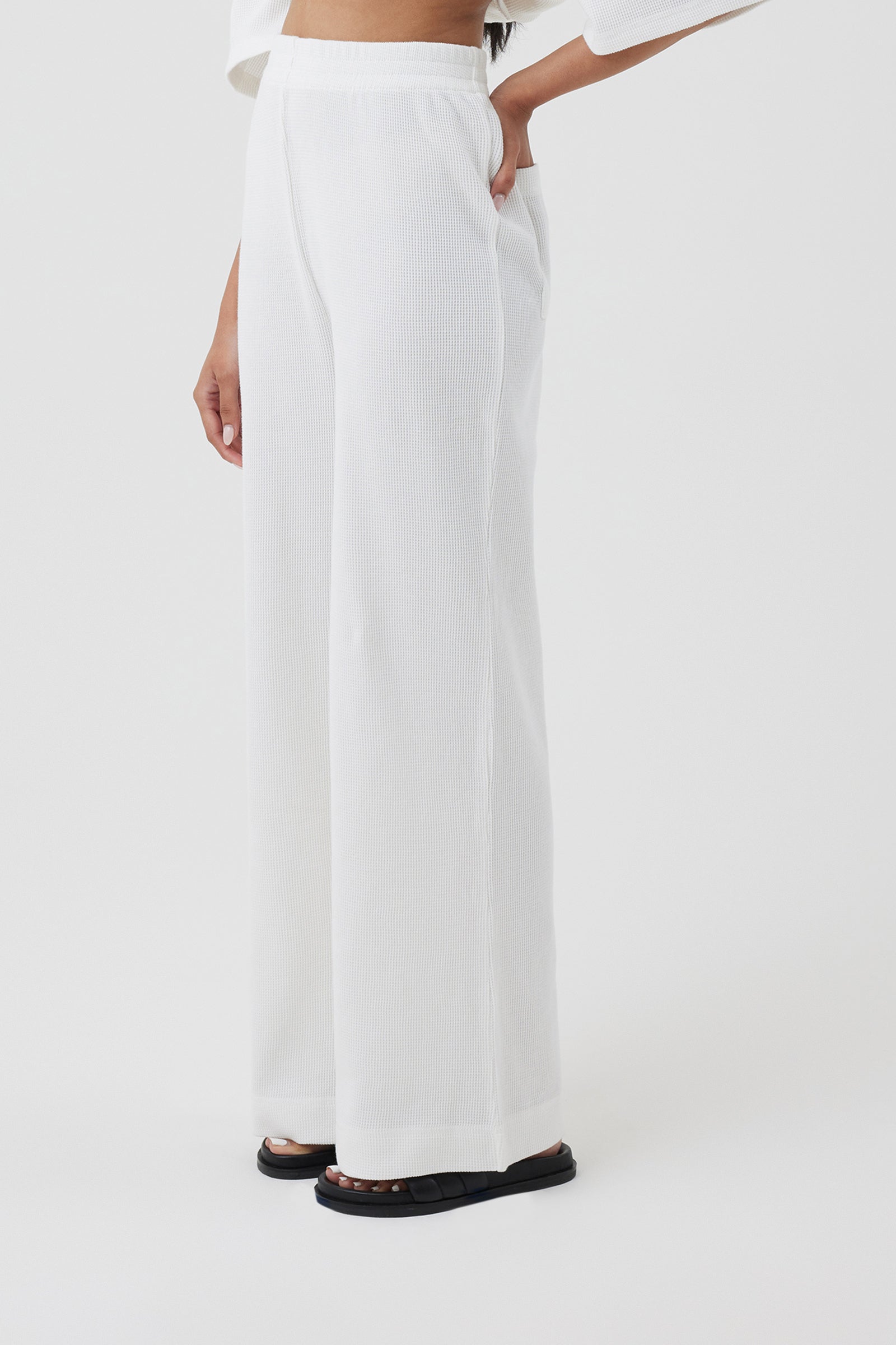 Nude Lucy Kin Waffle Culotte In A White Salt Colour