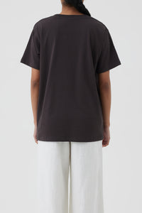 Nude Lucy Nude Lucy Slogan Tee in a Dark Grey In a Brown Coal Colour