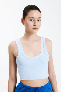 Nude Lucy Hayes Waffle Tank in a Blue Sky Colour