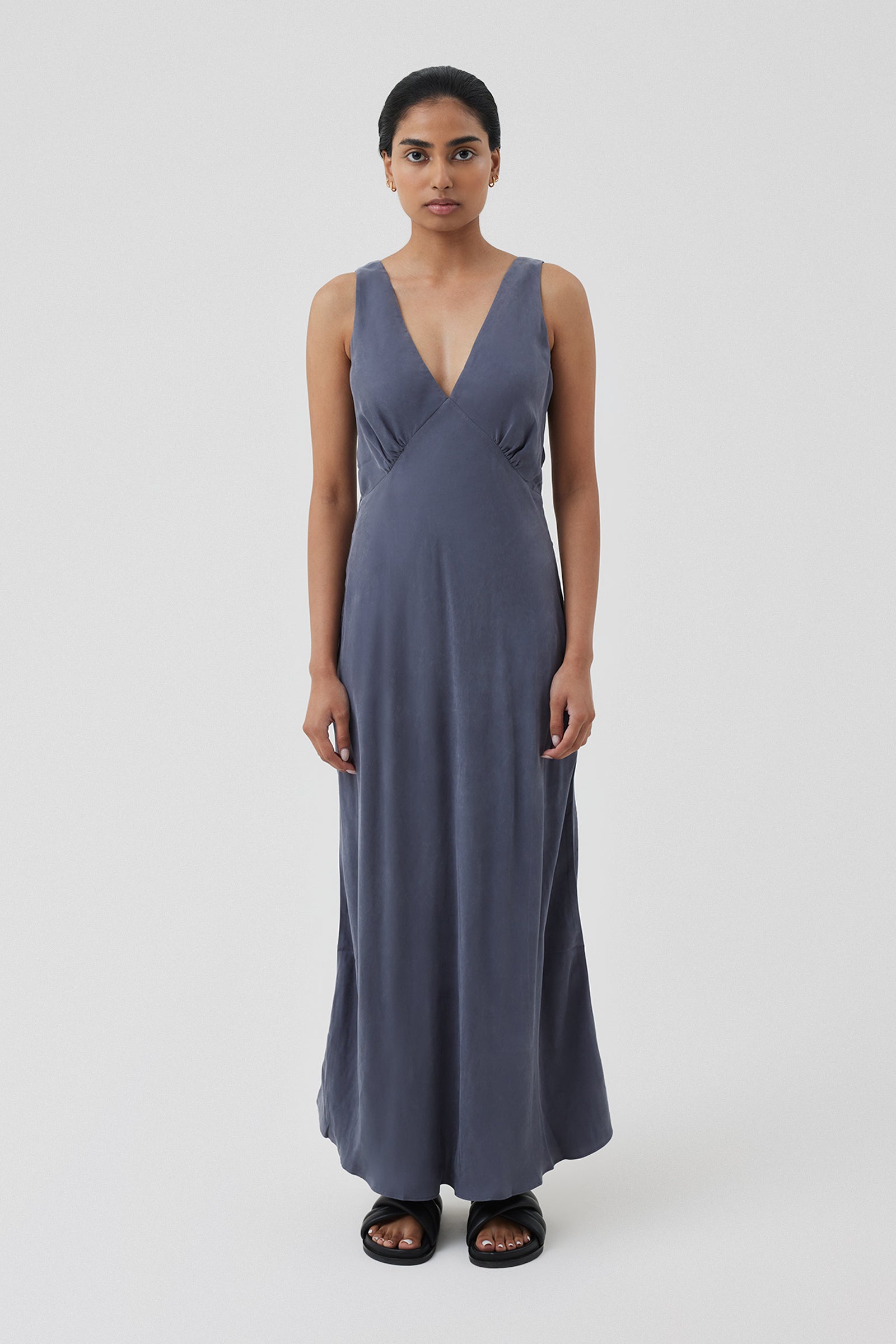 Nude Lucy Ari Cupro Midi Dress In A Purple Indigo Colour 