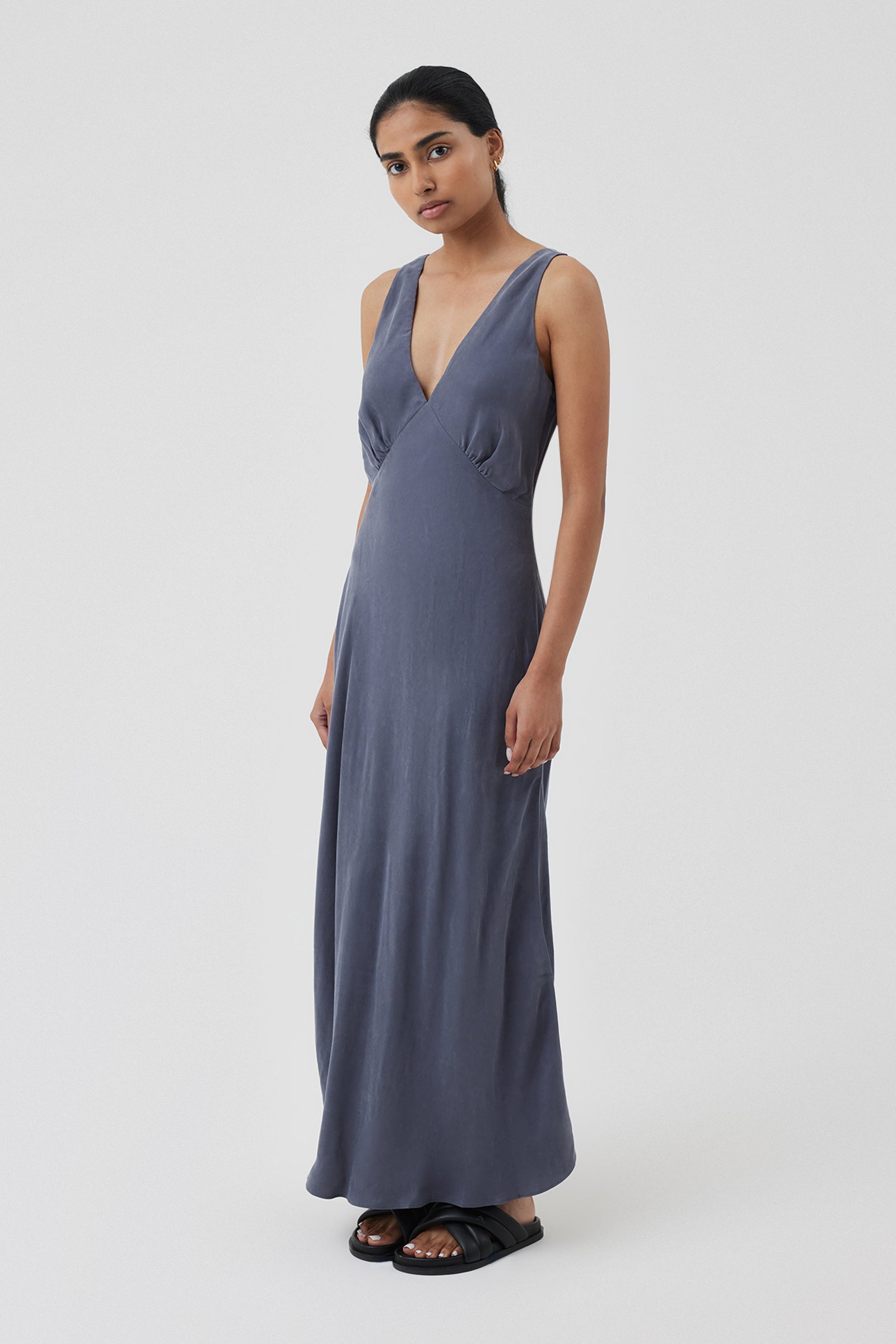 Nude Lucy Ari Cupro Midi Dress In A Purple Indigo Colour 