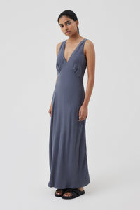 Nude Lucy Ari Cupro Midi Dress in a Purple Indigo Colour
