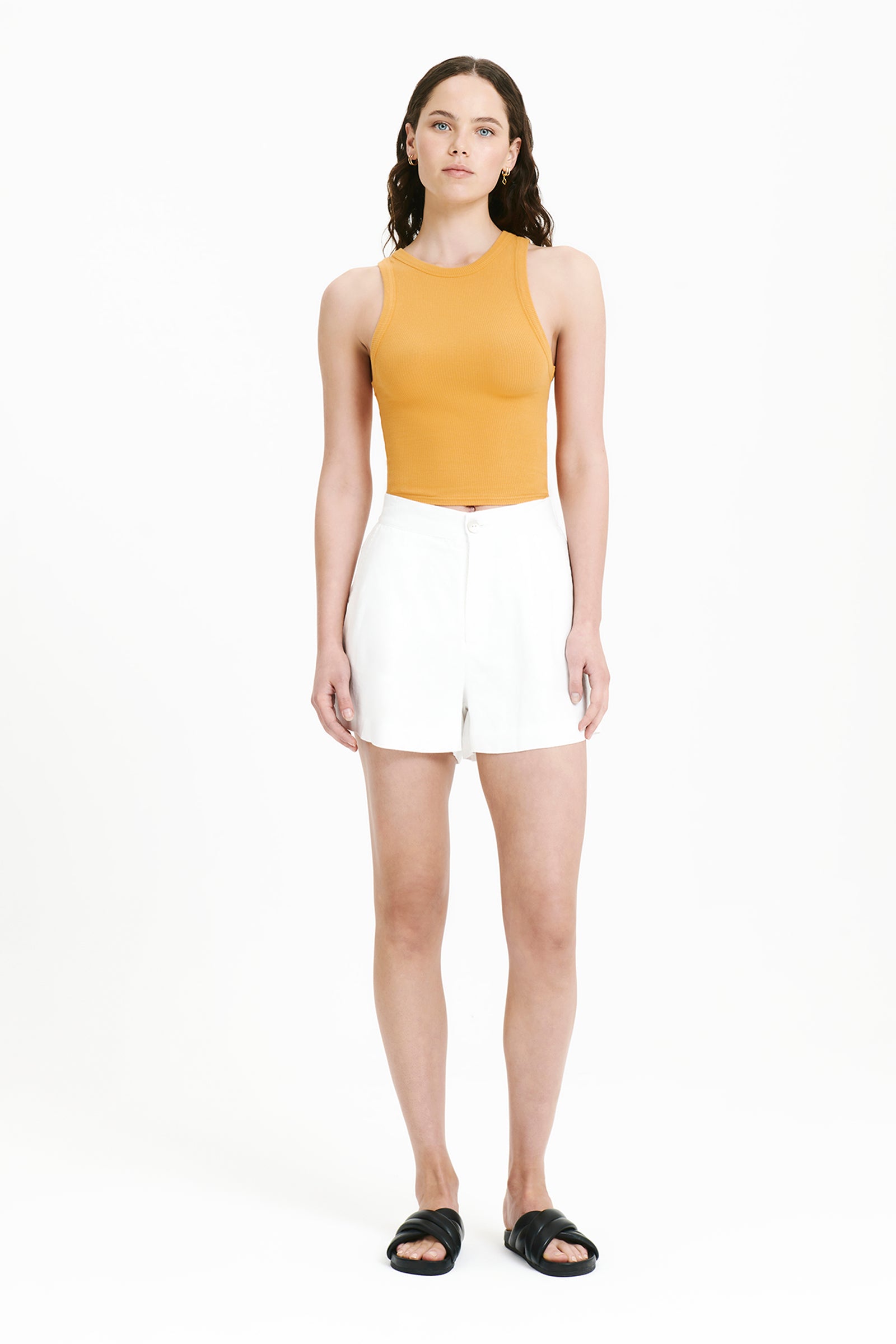 Nude Lucy Monroe Organic Rib Tank In An Orange Mandarin Colour 