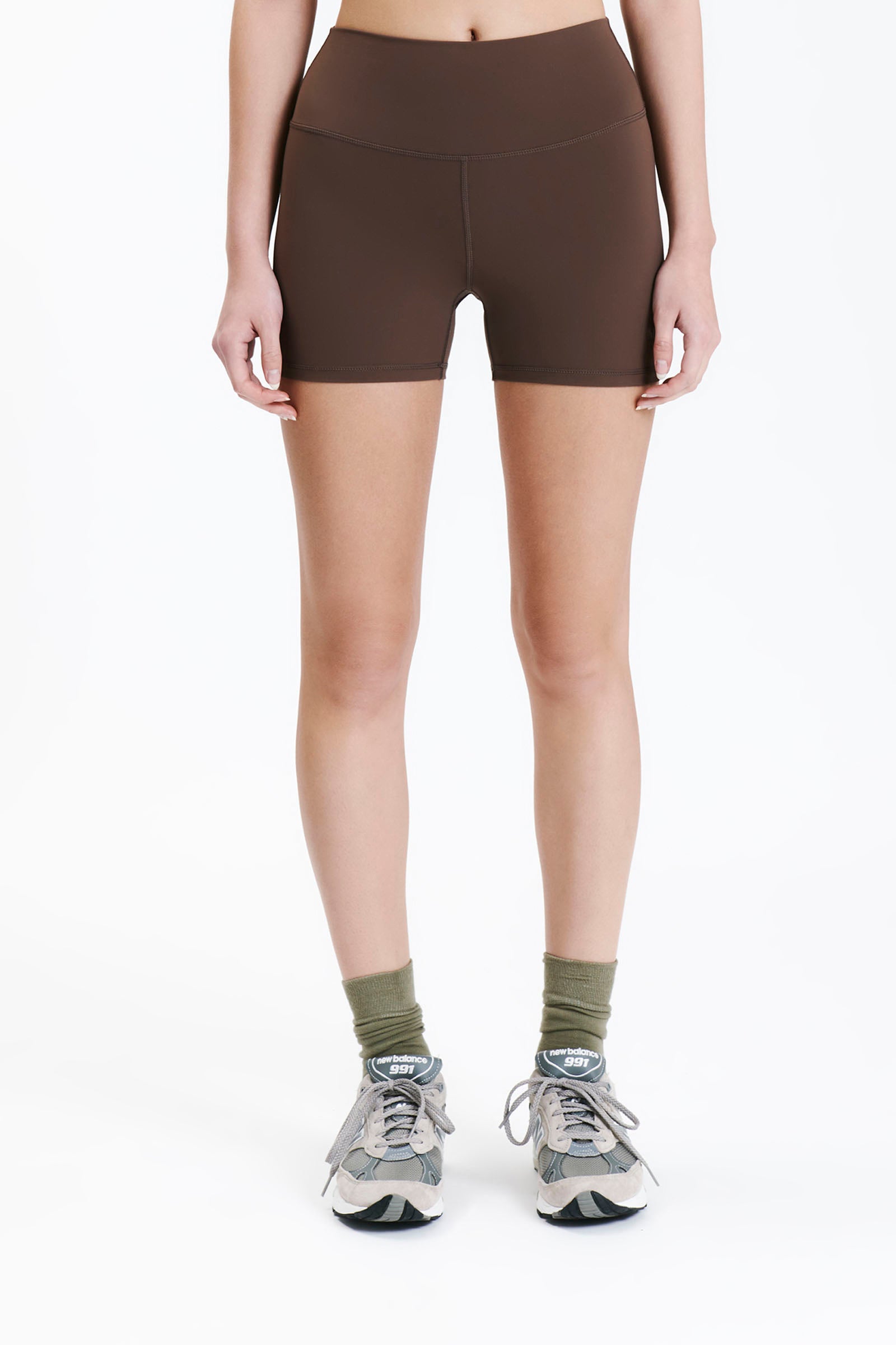 Nude Lucy Nude Active Mini Bike Short In A Brown Chocolate Cacao Colour 