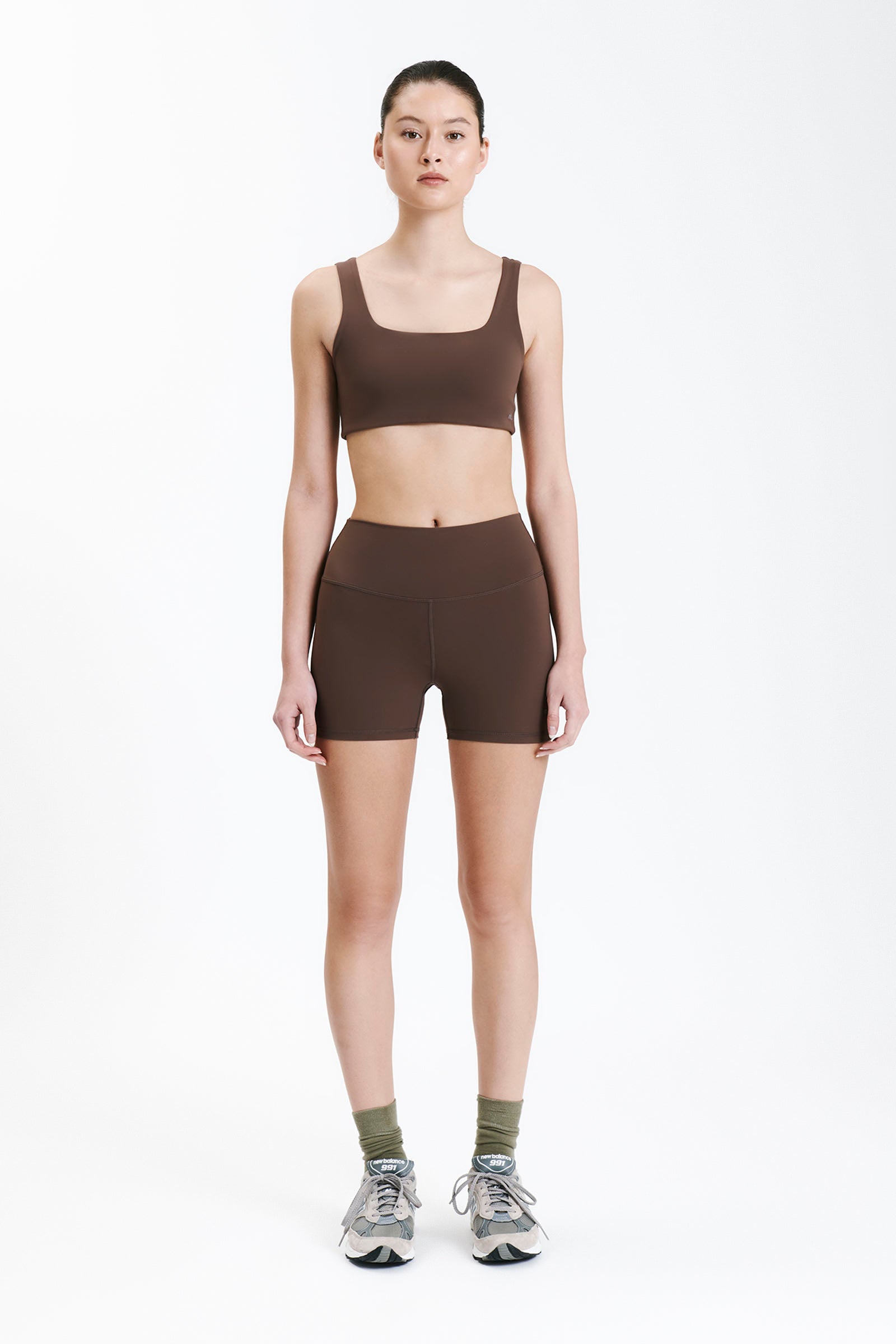 Nude Lucy Nude Active Mini Bike Short In A Brown Chocolate Cacao Colour 