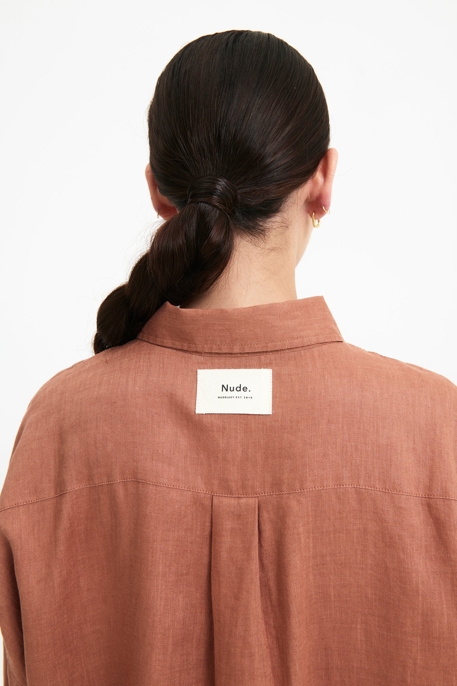 Nude Lucy Lounge Heritage Linen Shirt In Terracotta 