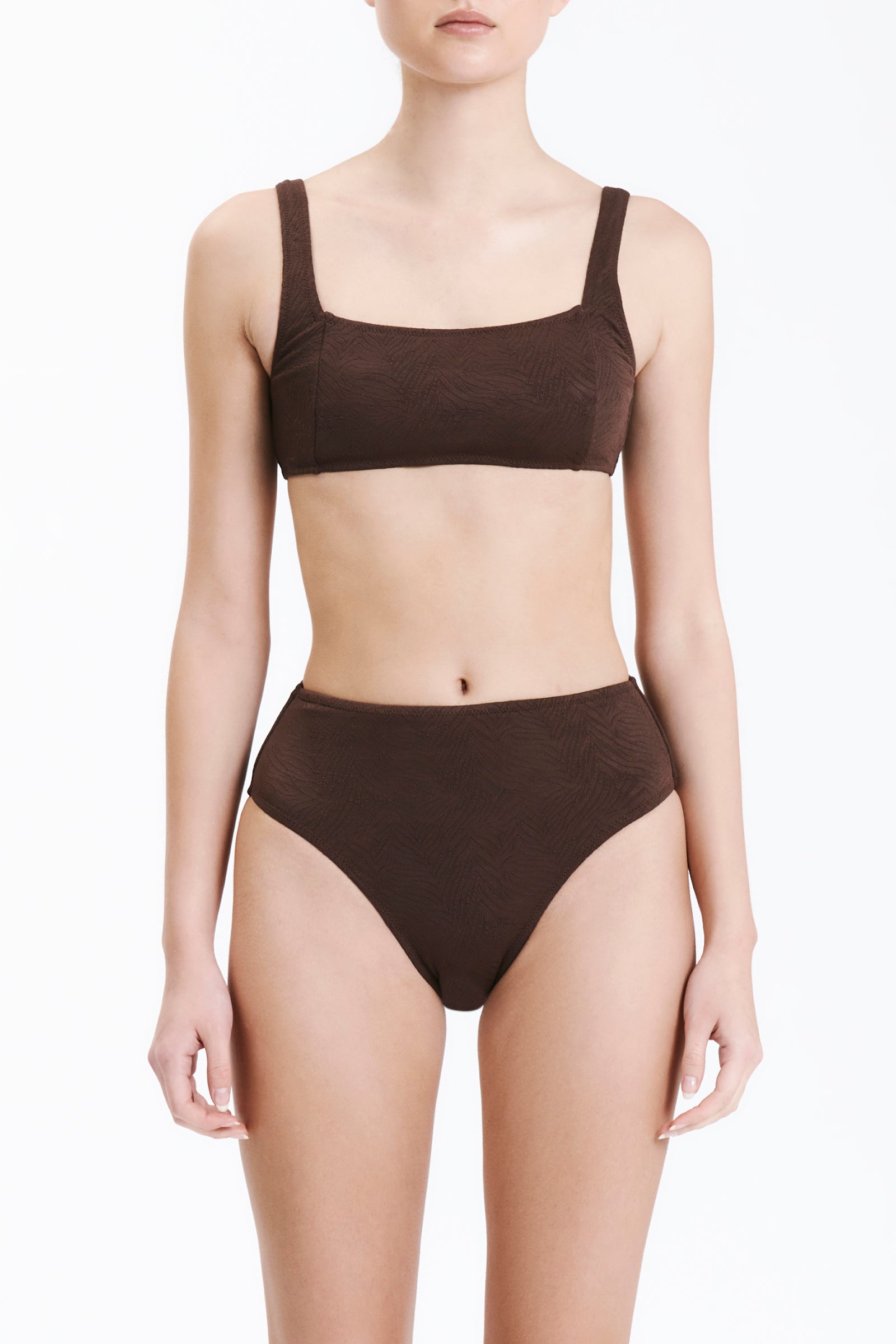 Nude Lucy Square Neck Crop in a Brown Chocolate Cacao Colour