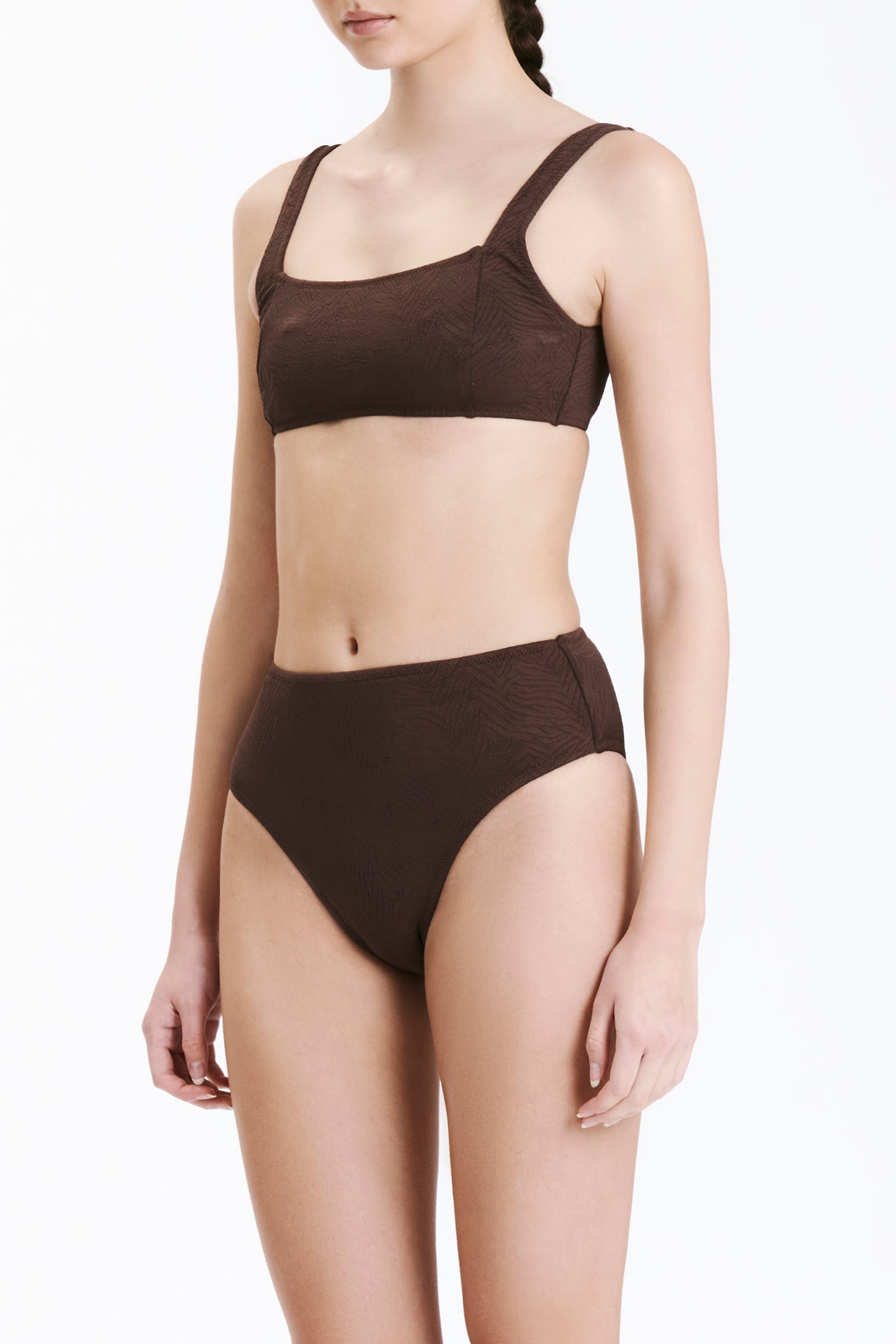 Nude Lucy Square Neck Crop in a Brown Chocolate Cacao Colour