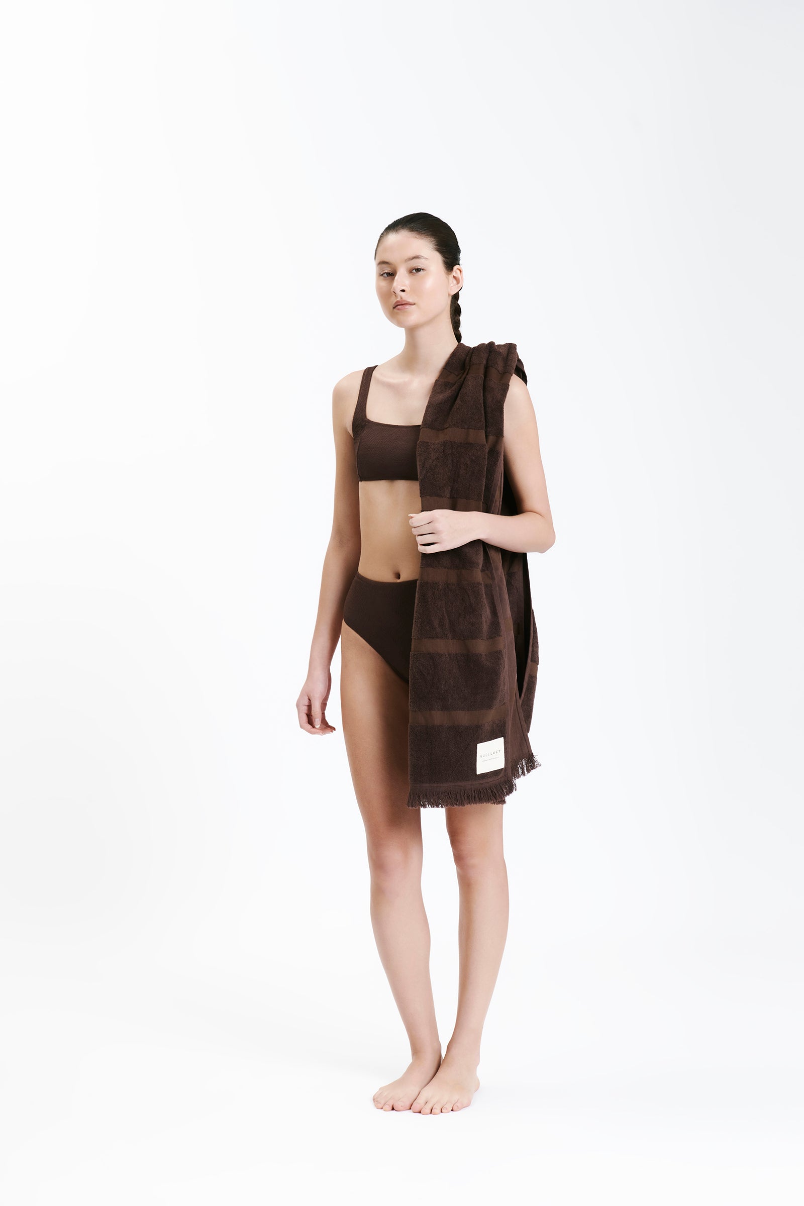 Nude Lucy Nude Classic Beach Towel in a Brown Chocolate Cacao Colour