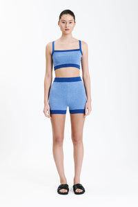 Nude Lucy Nude Active Knit Crop in a Bright Blue Pacific Colour