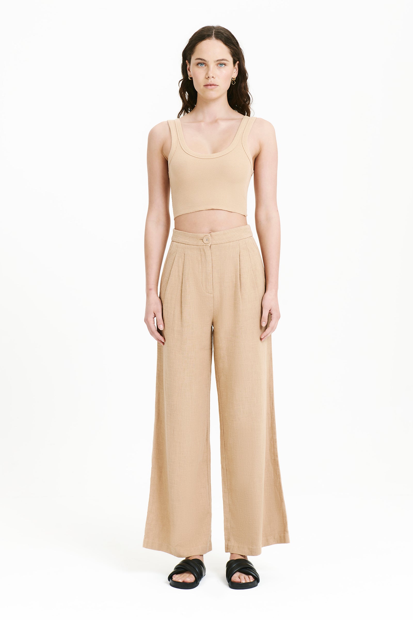 Nude Lucy Hayes Waffle Tank In A Light Yellow Toned Dune Colour 