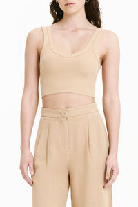 Nude Lucy Hayes Waffle Tank In A Light Yellow Toned Dune Colour