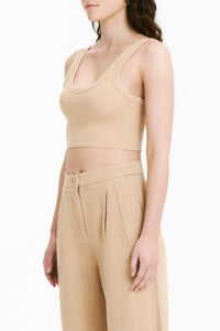 Nude Lucy Hayes Waffle Tank In A Light Yellow Toned Dune Colour