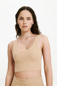 Nude Lucy Hayes Waffle Tank In A Light Yellow Toned Dune Colour