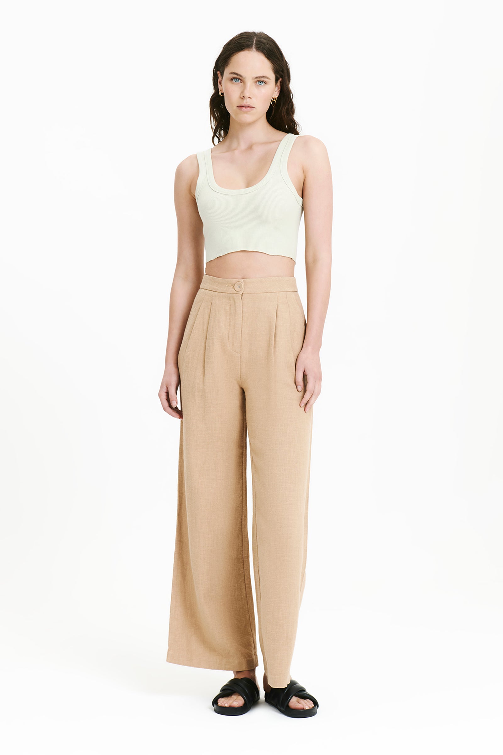 Nude Lucy Hayes Waffle Tank In Eucalyptus 