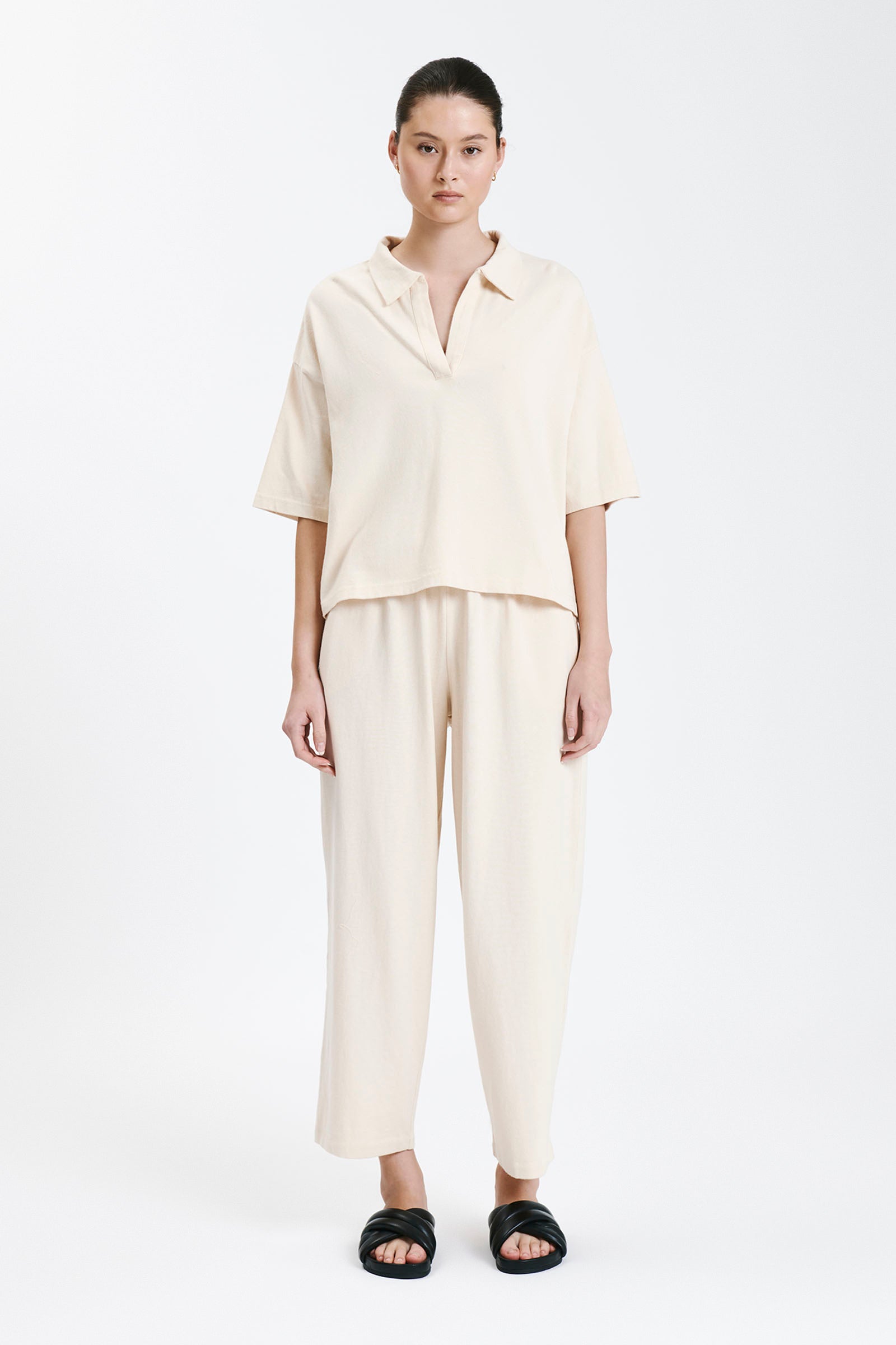 Nude Lucy Fresno Pant In A Light Yellow & Beige Crema Colour 