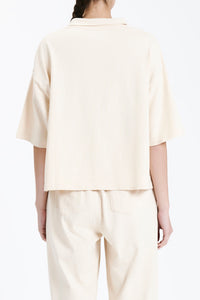 Nude Lucy Fresno Rugby Top In a Light Yellow & Beige Crema Colour