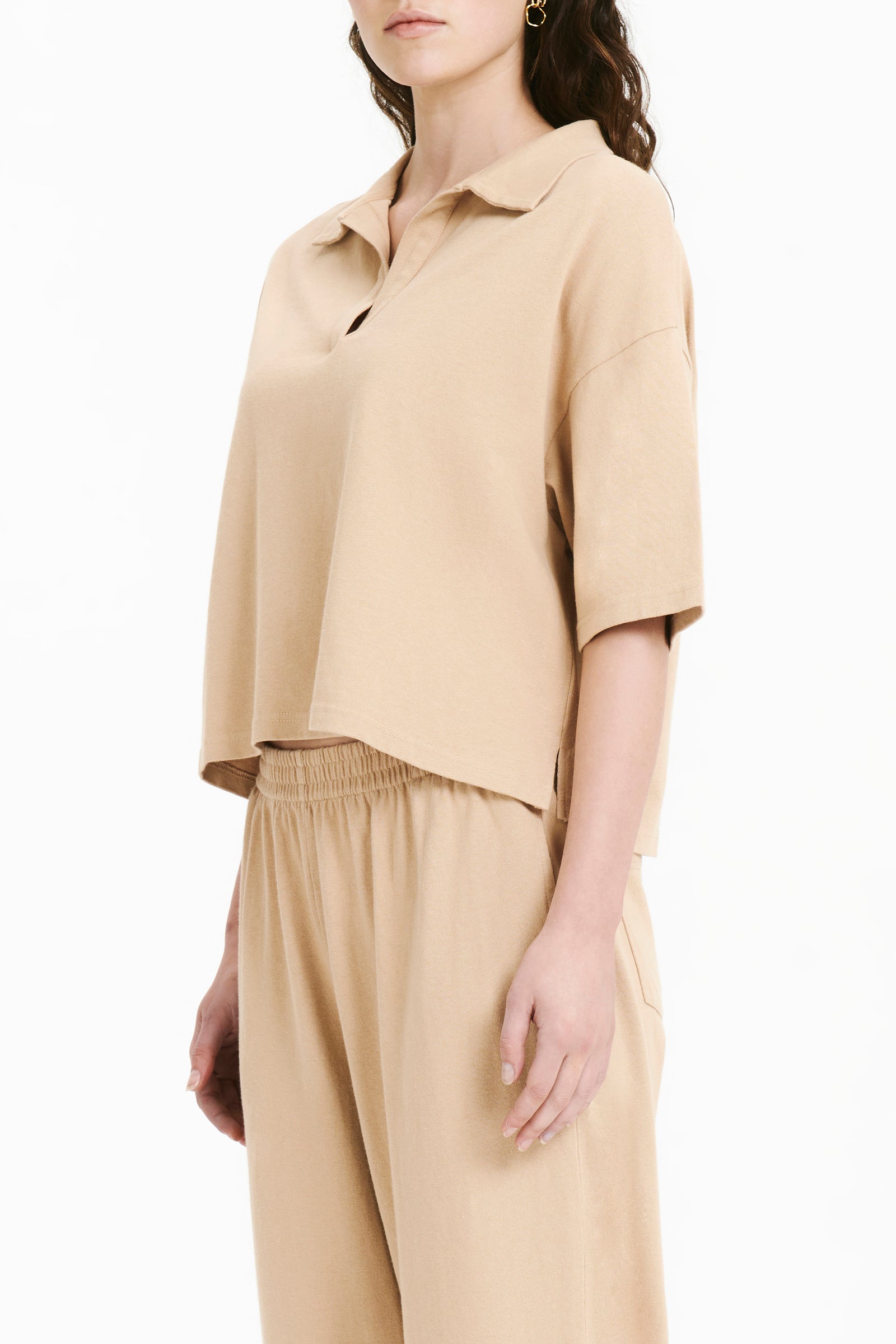 Nude Lucy Fresno Rugby Top In A Light Yellow Toned Dune Colour