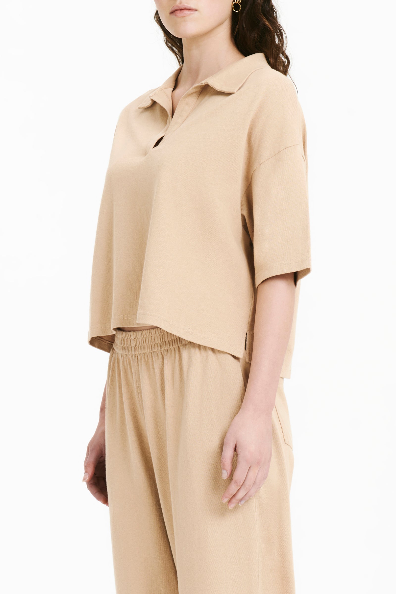 Nude Lucy Fresno Rugby Top In A Light Yellow Toned Dune Colour 
