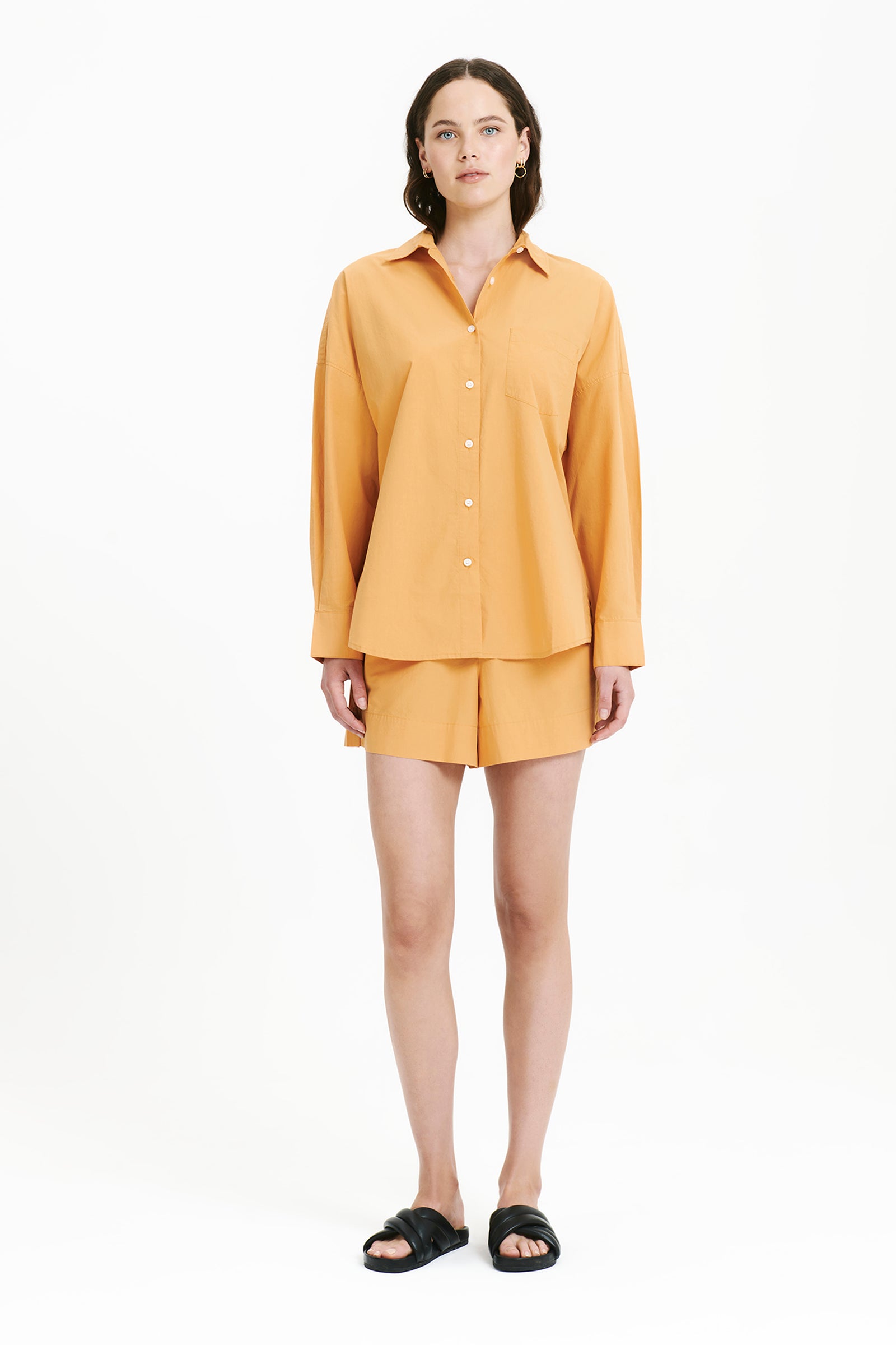 Nude Lucy Cruz Poplin Shirt In An Orange Mandarin Colour 