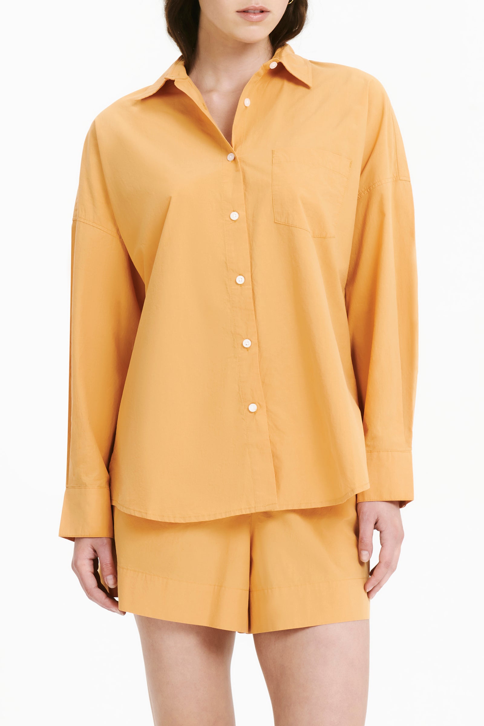 Nude Lucy Cruz Poplin Shirt In An Orange Mandarin Colour 