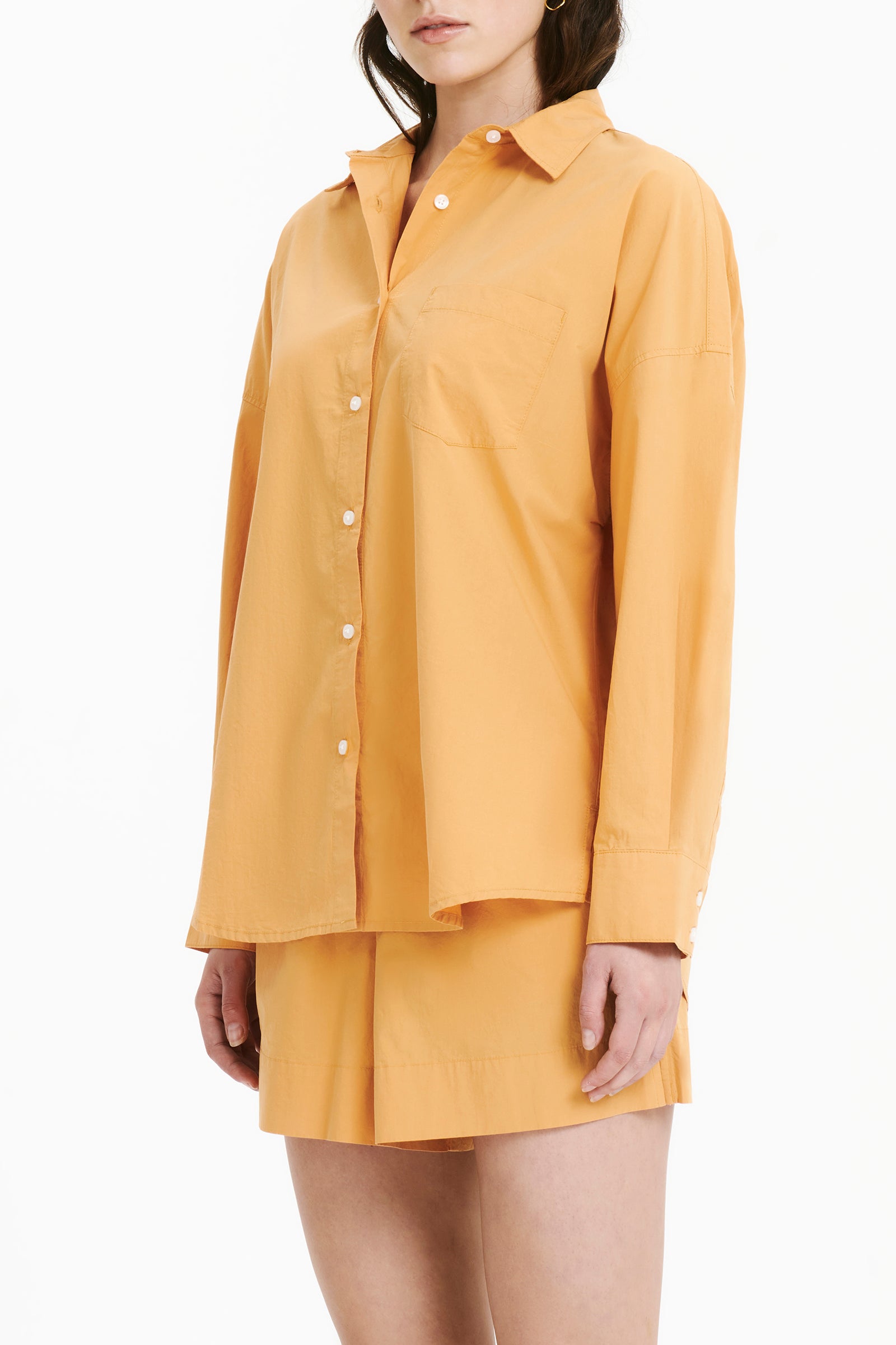 Nude Lucy Cruz Poplin Shirt In An Orange Mandarin Colour 