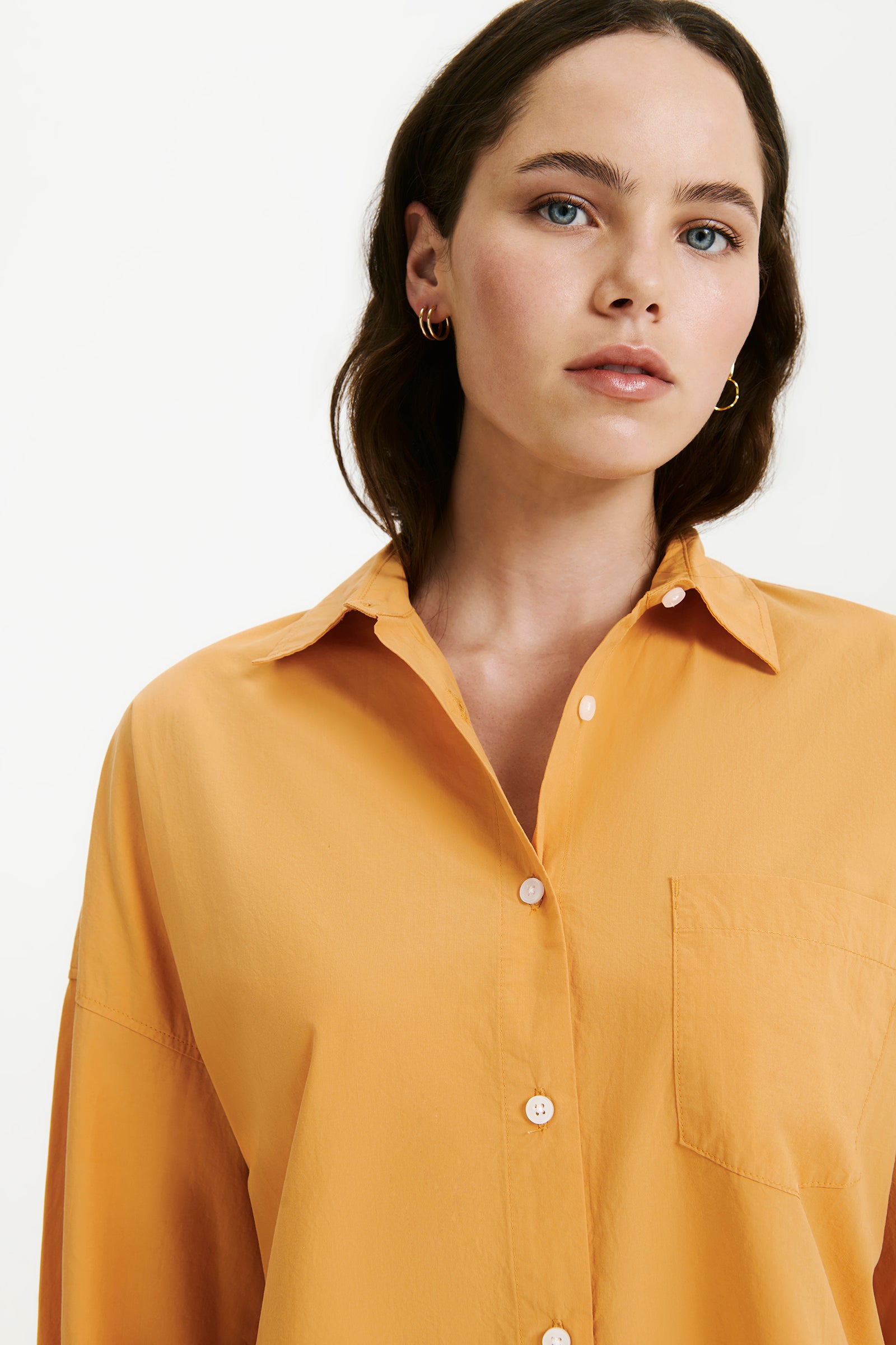 Nude Lucy Cruz Poplin Shirt In An Orange Mandarin Colour 