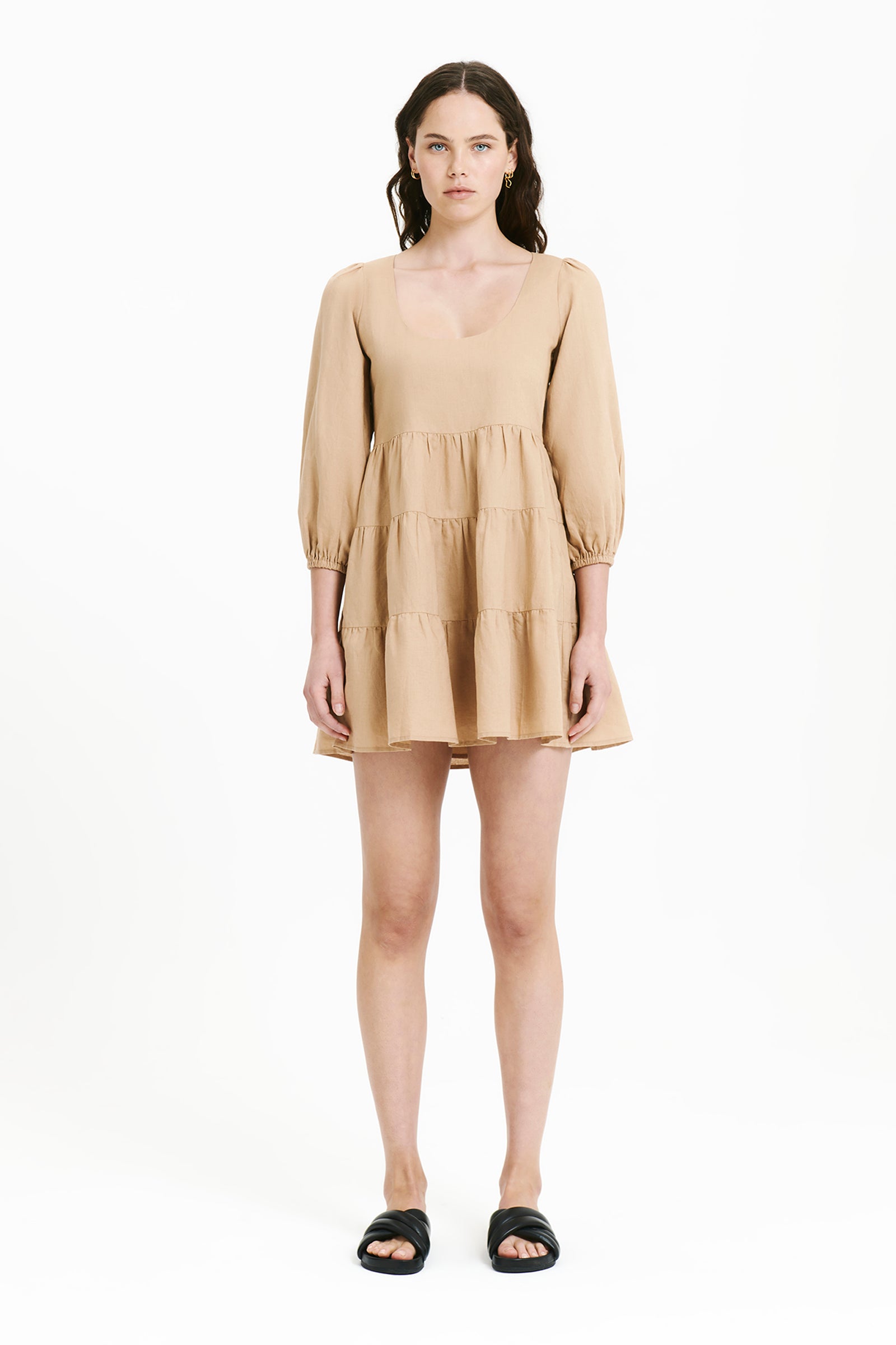 Nude Lucy Brooke Mini Dress In A Light Yellow Toned Dune Colour 