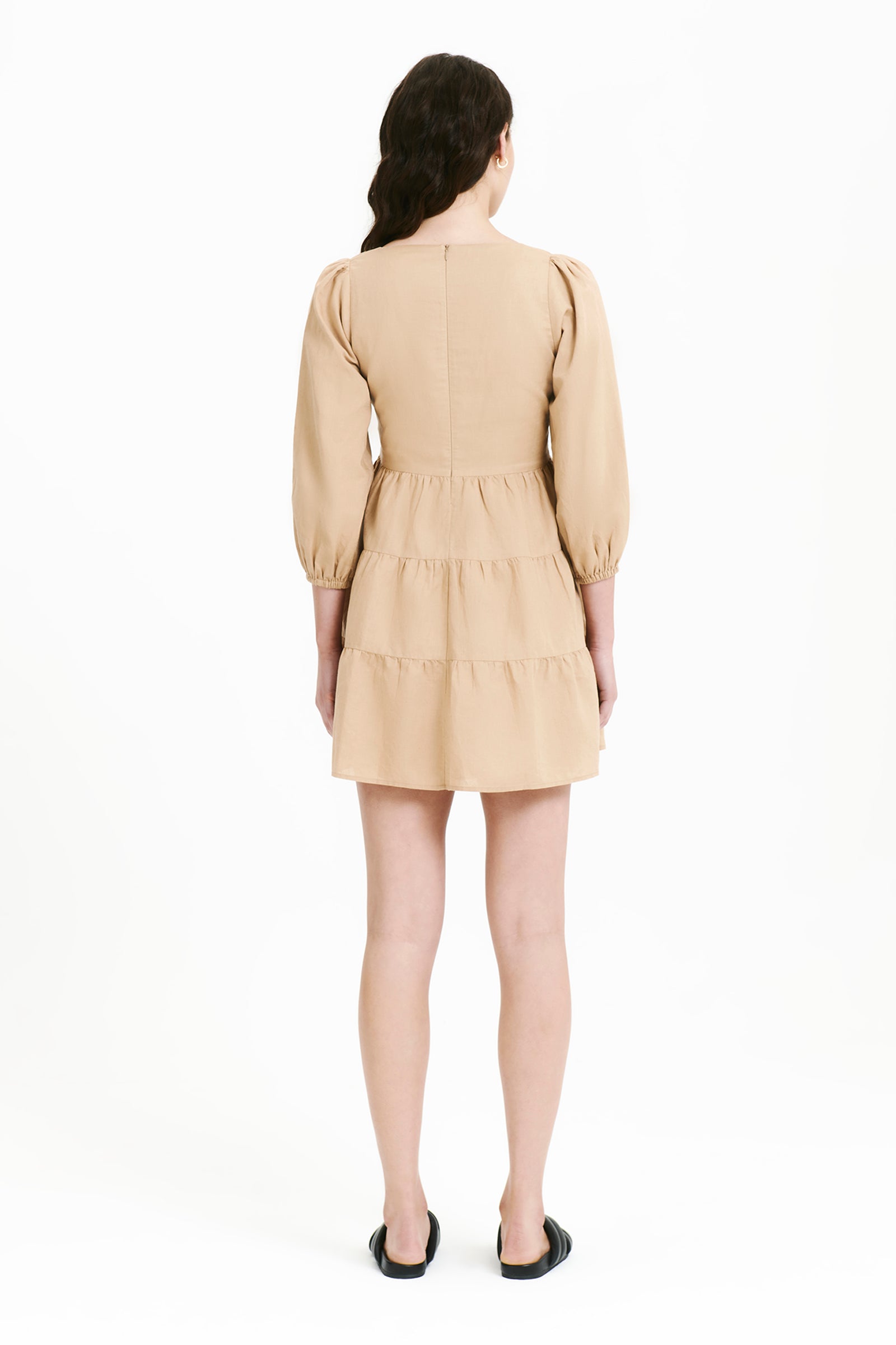 Nude Lucy Brooke Mini Dress In A Light Yellow Toned Dune Colour 