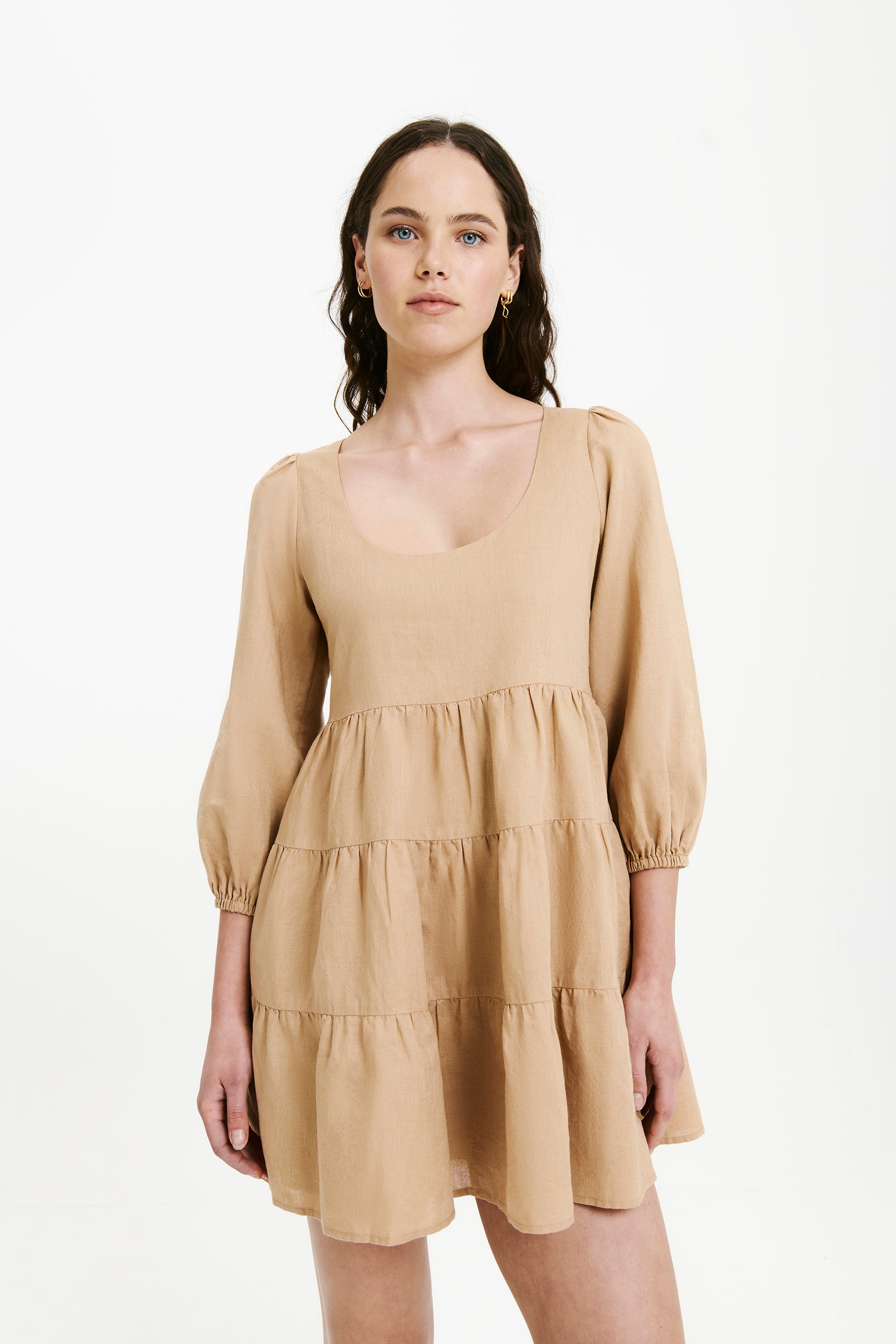 Nude Lucy Brooke Mini Dress In A Light Yellow Toned Dune Colour