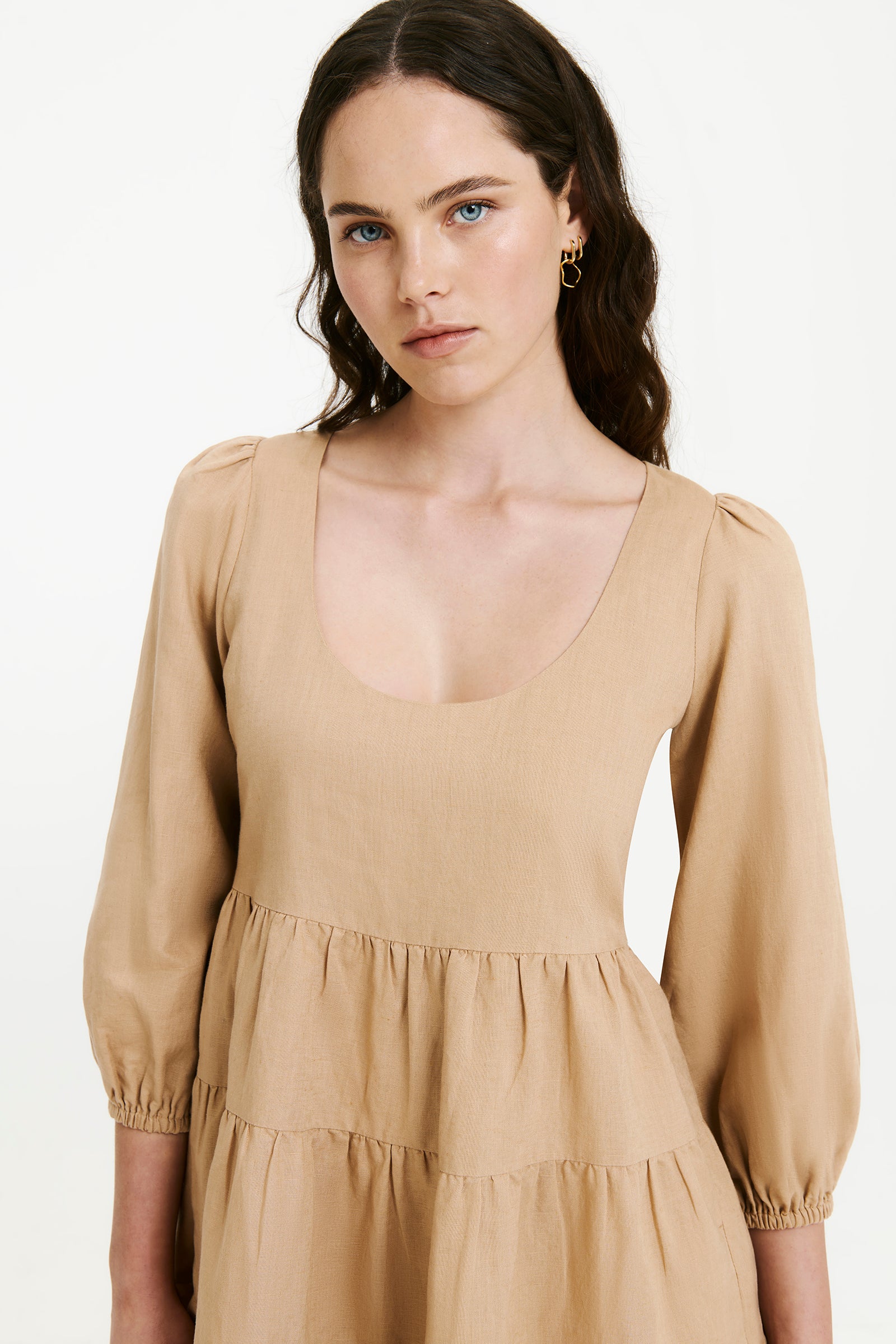 Nude Lucy Brooke Mini Dress In A Light Yellow Toned Dune Colour 