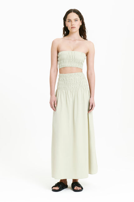 OASIS POPLIN MAXI SKIRT-Eucalyptus