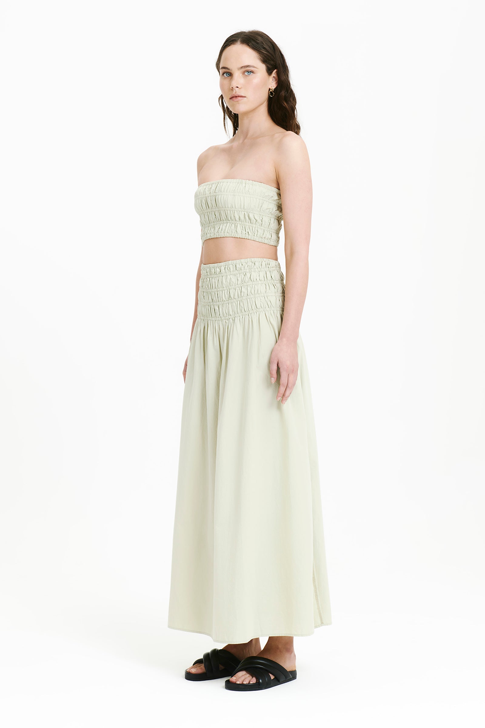 Nude Lucy Oasis Poplin Maxi Skirt In Eucalyptus 