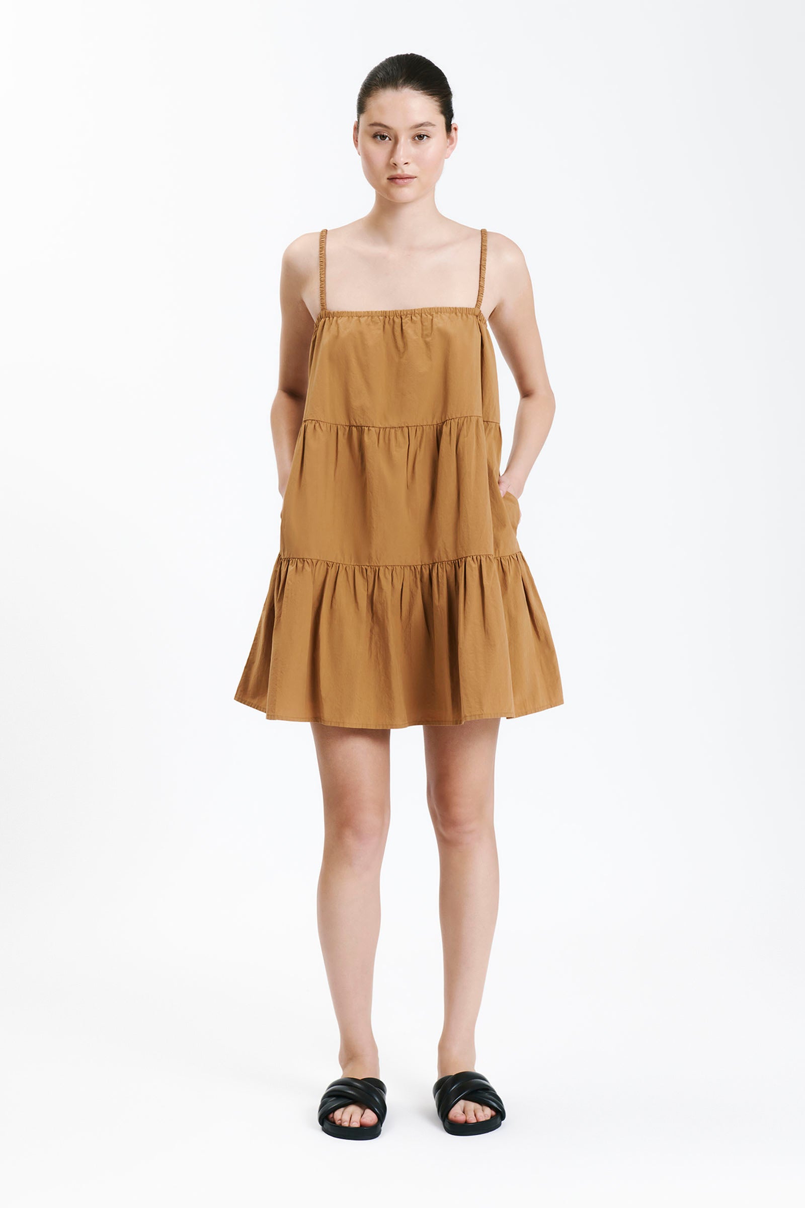 Nude Lucy Renna Mini Dress in a Light Brown Fudge Colour