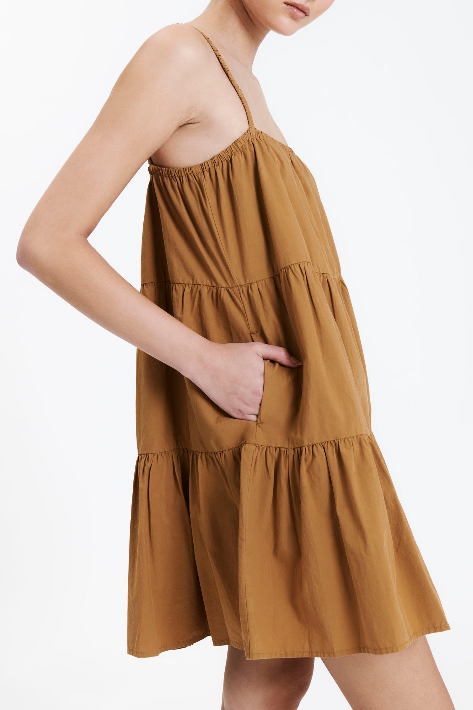 Nude Lucy Renna Mini Dress in a Light Brown Fudge Colour