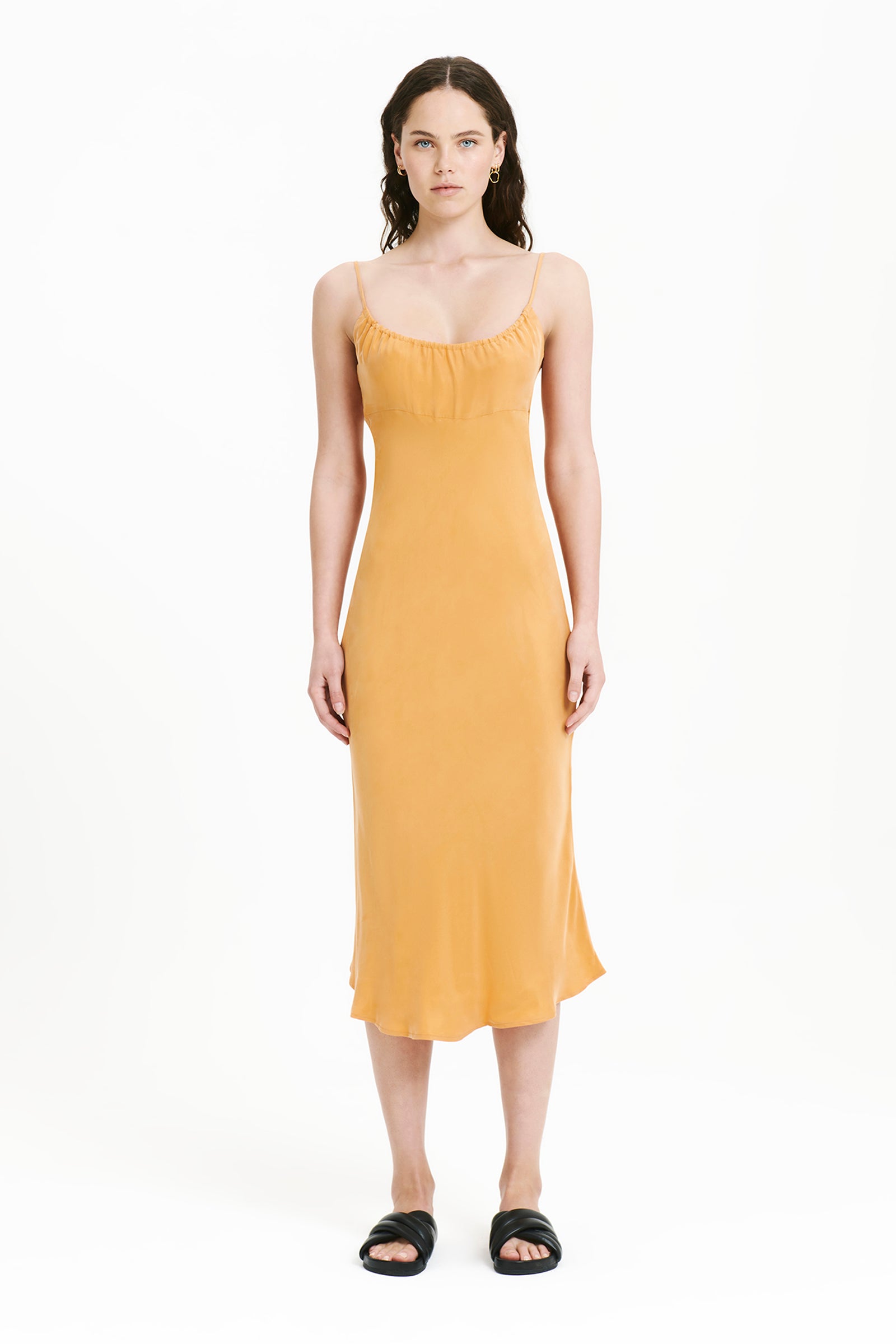 Nude Lucy Sol Cupro Dress In An Orange Mandarin Colour 