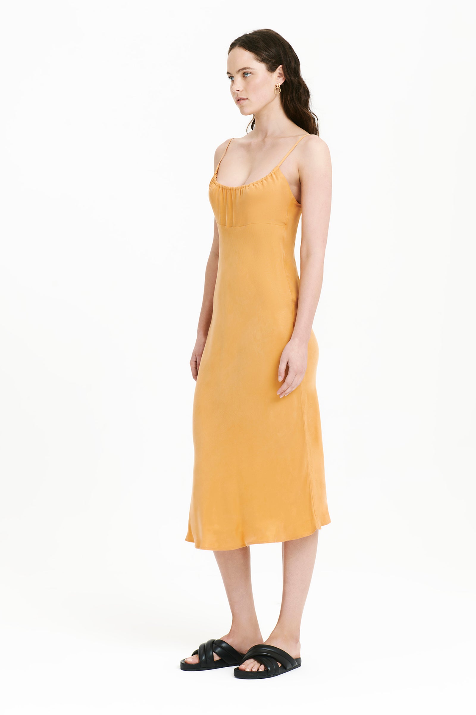 Nude Lucy Sol Cupro Dress In An Orange Mandarin Colour 