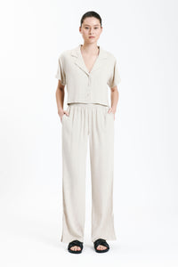 Ace Pants in a Light Beige Oat Colour - Linen Cotton blend With a Slight Crinkle Finish