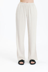 Ace Pants in a Light Beige Oat Colour - Linen Cotton blend With a Slight Crinkle Finish