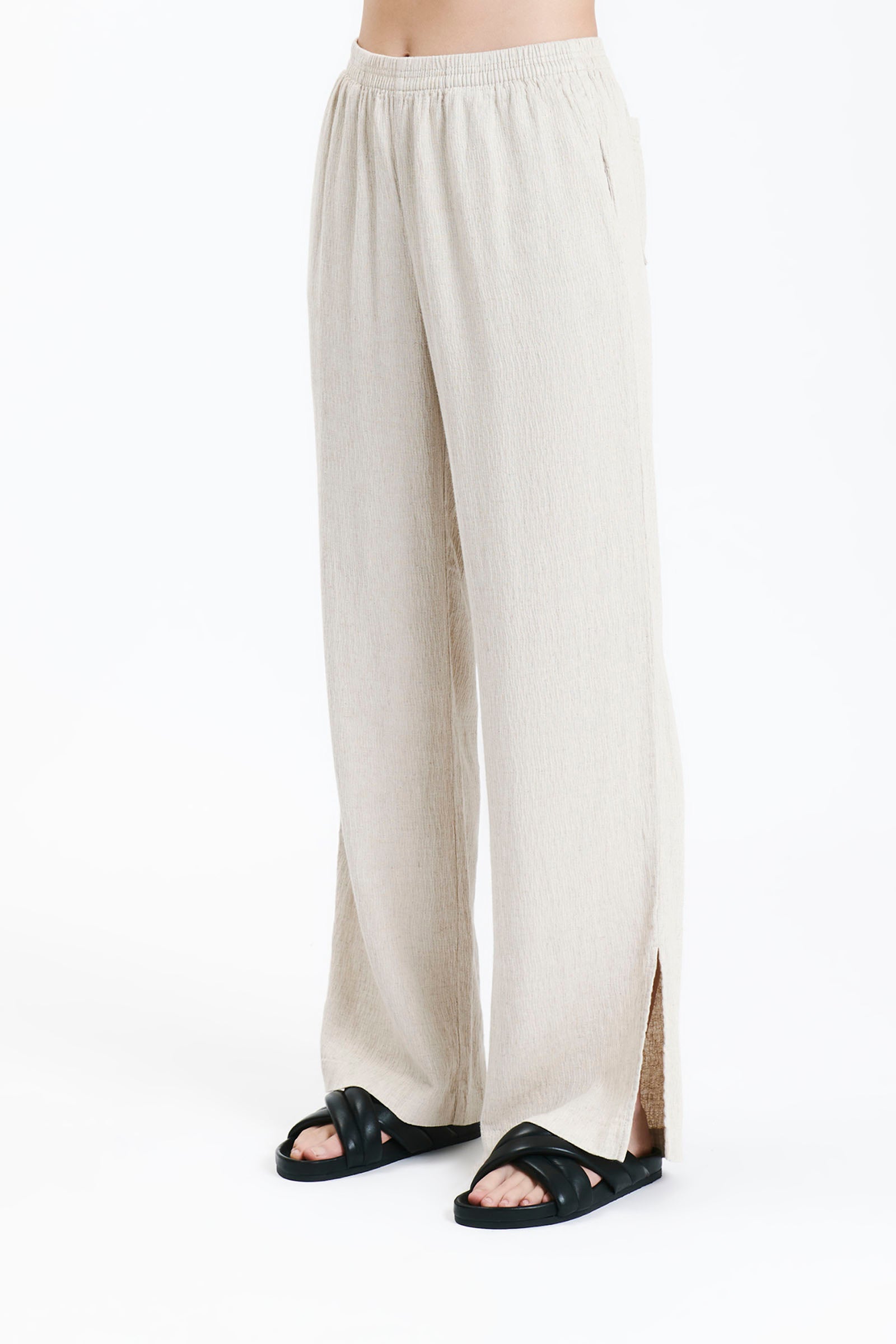 Ace Pants In A Light Beige Oat Colour - Linen Cotton Blend With A Slight Crinkle Finish 
