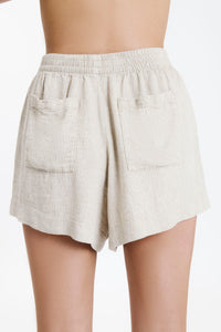 Ace Shorts in a Light Beige Oat Colour - Linen Cotton blend With a Slight Crinkle Finish